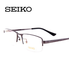 精工HC1010c74商務(wù)純鈦半框大碼男士槍色近視框架眼鏡