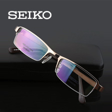 精工HC1004C159咖啡男士商務(wù)純鈦半框近視眼鏡