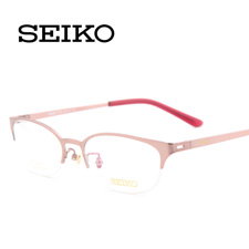 精工HC-2014粉色C72純鈦半框中碼商務(wù)女士近視眼鏡