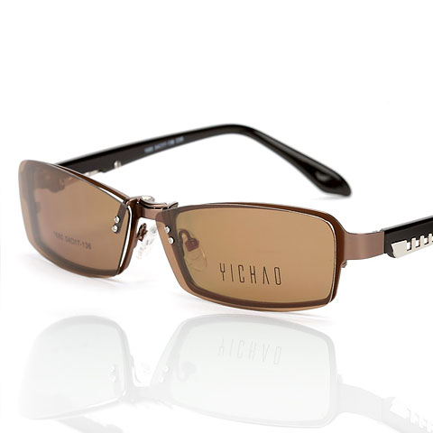 億超1680c05咖啡合金板材眼鏡 夏日防曬 雙用男士眼鏡