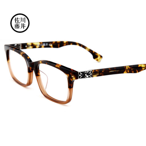 新品佐川藤井板材潮款眼鏡框男女同款73588C176FF琥珀近視眼鏡