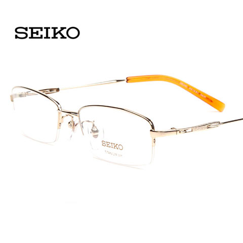 精工 純鈦 半框眼鏡框 金色 商務(wù)男士 H1061C01