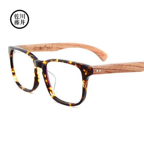 佐川藤井7302DC28潮款板材木頭全框大碼男女通用玳瑁近視框架眼鏡